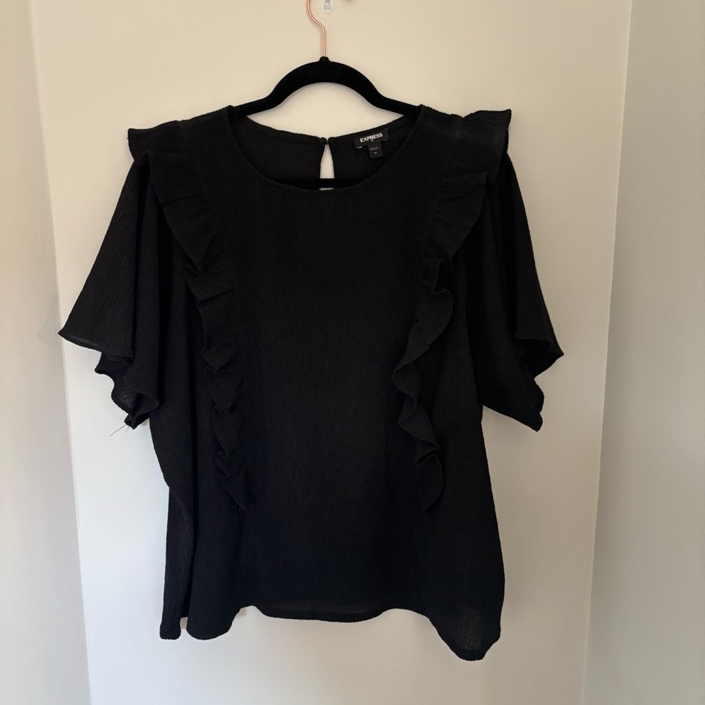 Express Black Ruffle Sleeve Blouse
